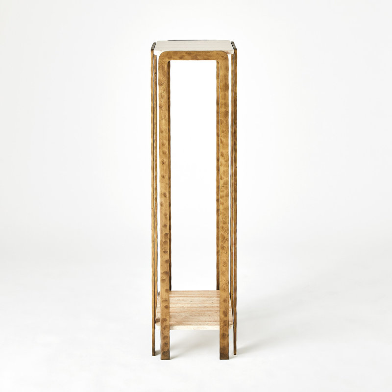 Piédestal Kraft - bronze clair avec travertin