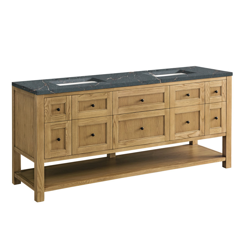 Breckenridge 72 in. Double Vanity, Light Natural Oak, Parisien Bleu