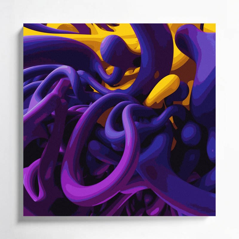 Art mural sur toile Biomorphic Abstraction 53, H 8 po x l 8 po