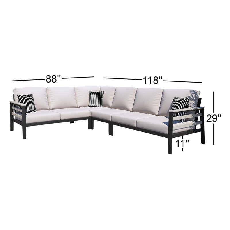 Ensemble de conversation modulaire d'extérieur 6 personnes avec coussins Sunbrella Townsend