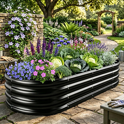 Galvanized Metal Outdoor Raised Garden Bed Planter Box Piece of 2