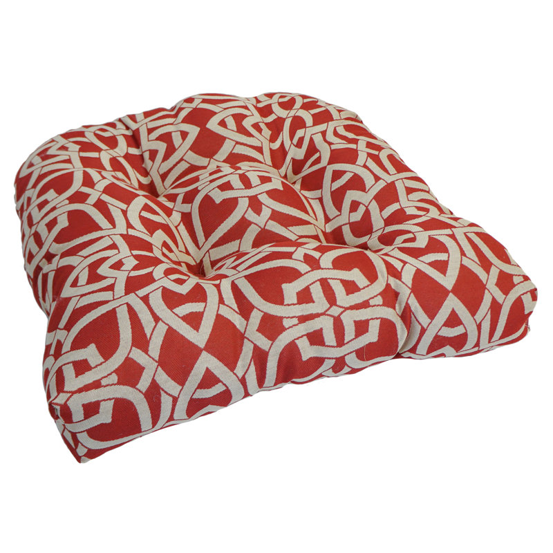 Outdoor 5'' Seat Cushion, Crimson/Beige