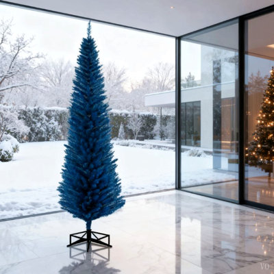 Arbre de Noël crayon, arbre de Noël décoré avec embouts de branches réalistes et support en plastique