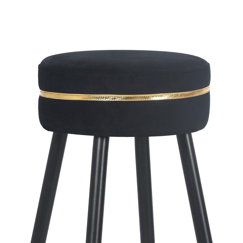 Tabouret de comptoir Giampietro, Noir / or, Tabouret de bar (siège d'une hauteur de 29,5 po)