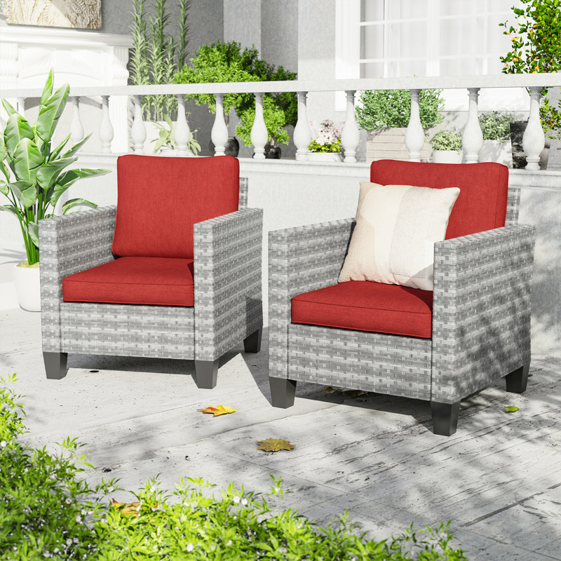 Arejas Outdoor Lounge Chair, Gray, Brick Red