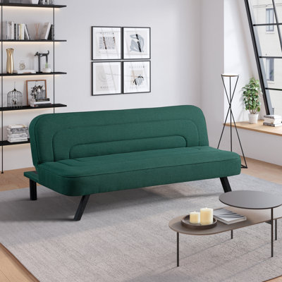  Serta® Ivy 66.1" Convertible Futon Sofa, Modern Channel Tufted, Woven Polyester Fabric