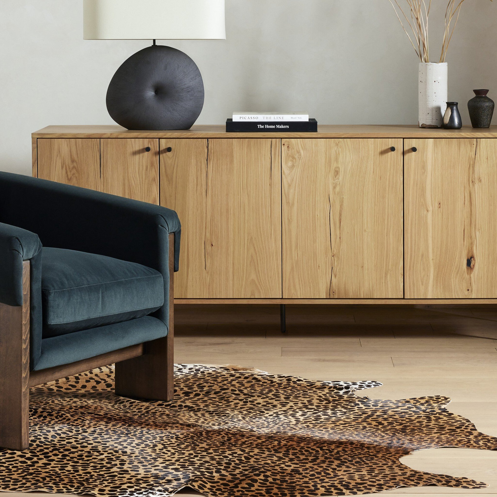 Lovato Brown Black Leopard Printed Cowhide Rug