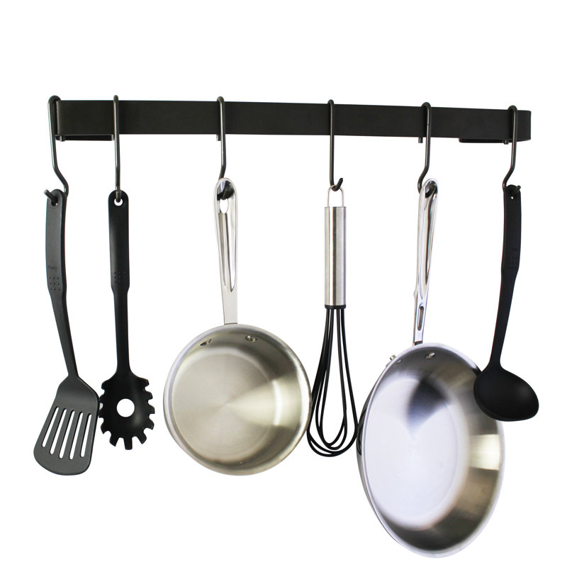 Utensil Bar Handcrafted Wall Mounted Pot Rack, 3" H x 24" W x 3" D, Brushed Copper