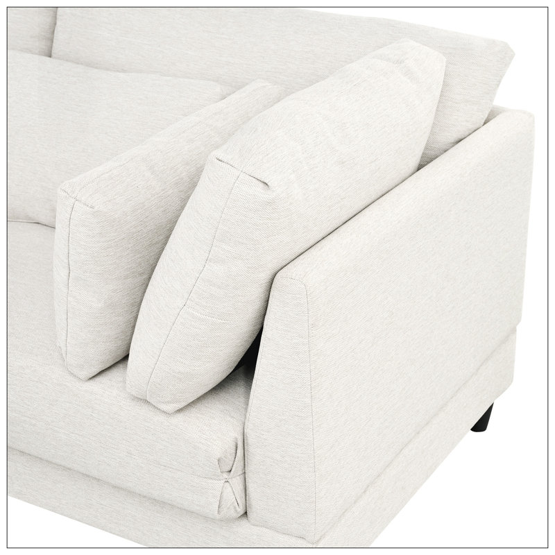 Modern Modular Sectional Sofa With Movable Ottoman, 110 Inch 4 Seat  Sofa Set With 5 Pillows, Unique Piping Stitch Design, Convertible L-Shaped Sofa For Living Room, Office & Spacious Rooms