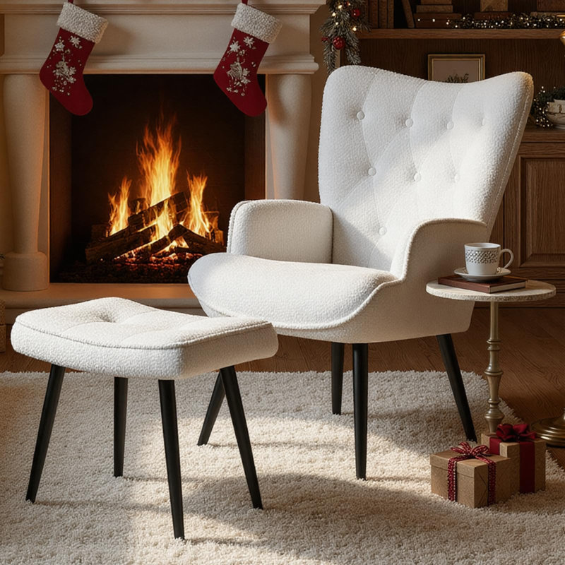 Upholstered Accent Chair, White