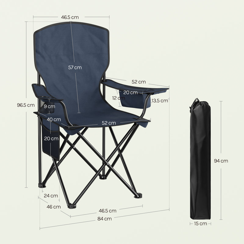 Folding Camping Chairs Set of 2 with Cooler Bag, High Back Lightweight Fishing Chairs with Cup Holder, Side Pocket, Outdoor Portable for Garden Picnic Beach