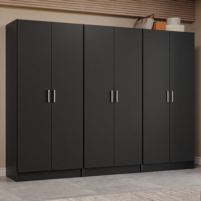 Latitude Run® 6 Doors Storage Cabinet with Ample Shelves Space 94"L Utility Armoire Closet Entryway and Bedroom Organization Unit