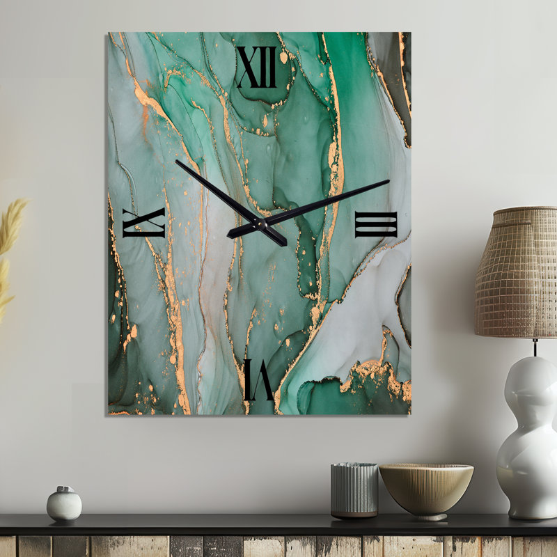 Horloge murale abstraite Turquoise et gris, Grand