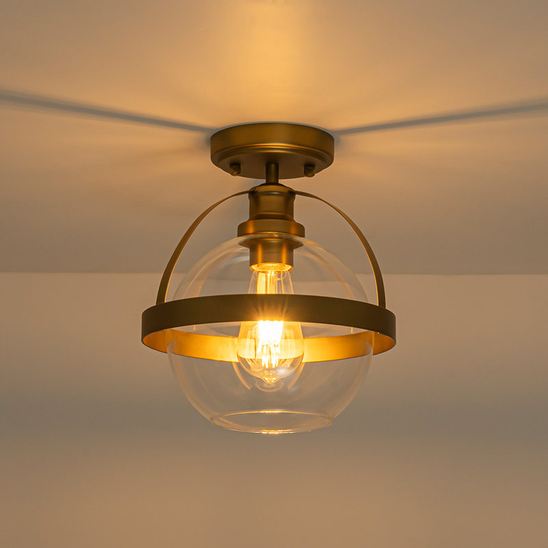 1 - Light Modern Globe Clear Glass Sphere Semi Flush mount