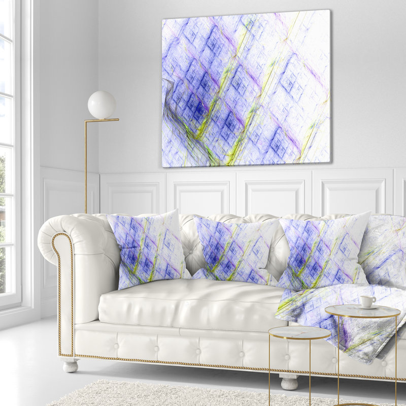 Barbecue fractal bleu clair - coussin imprimé abstrait, 16 po x 1 po, Coussin décoratif