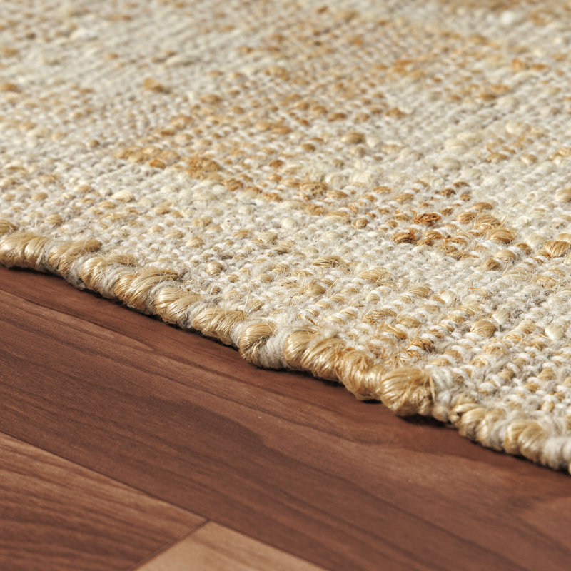 Laverle Farmhouse Medallion Handmade Jute Blend Area Rug, Rectangle 7'9" x 9'9", Ivory