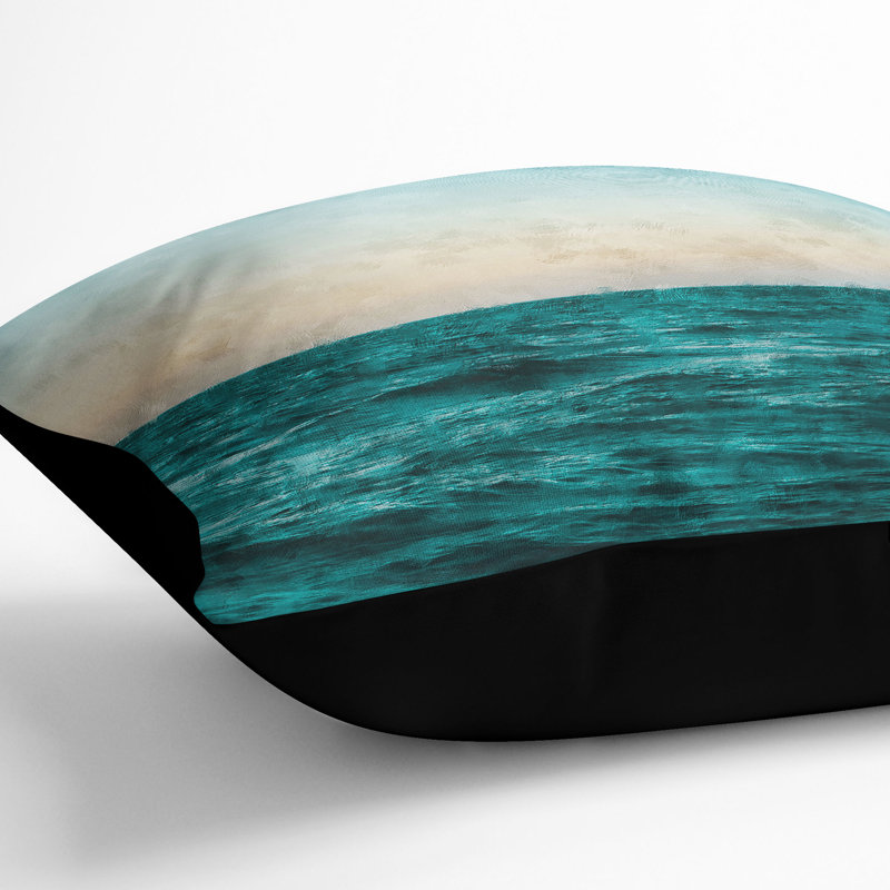 Ocean Stripe Painting Cushion with Filling, Black, 40cm H x 40cm W x 15cm D