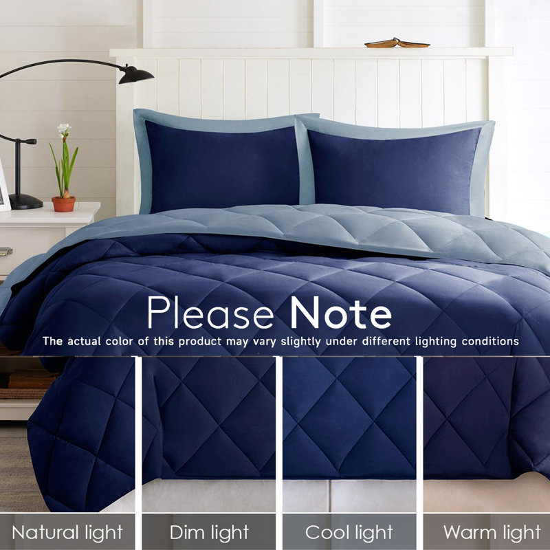 King Black and Blue Reversible Microfiber Comforter Set
