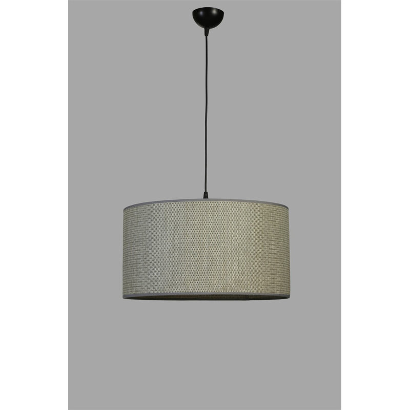 Stylish Metal Chandelier with Bamboo Cap, Adjustable Height, 17.7 in Diameter x 27.6 in Total Height | E27 Socket, Max 40W | Elegant Grey & Black Design, Perfect for Living Room, Dining Room & Entryway Decor
