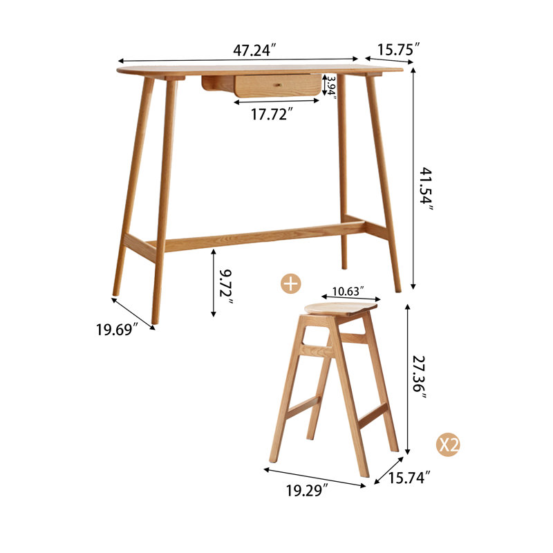 47.24"Bar Table and Chairs Set