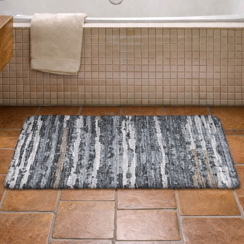 Premium Machine Washable Dream Shag ADS75 Broken Stripes Rug, 1'8" x 2'6", Shadow