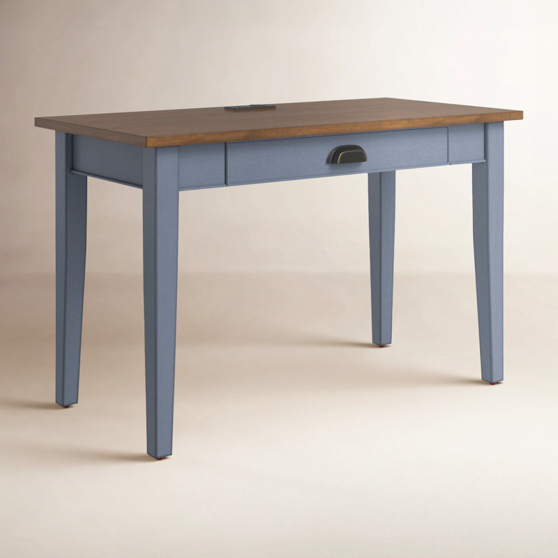 Bureau Vivienne avec prises intégrées, Bleu cendré