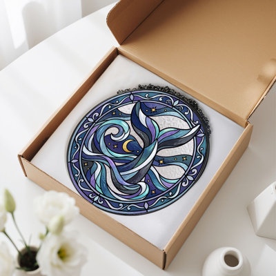 Panneau de vitrail en verre coloré Mermaid Tail H 12 po