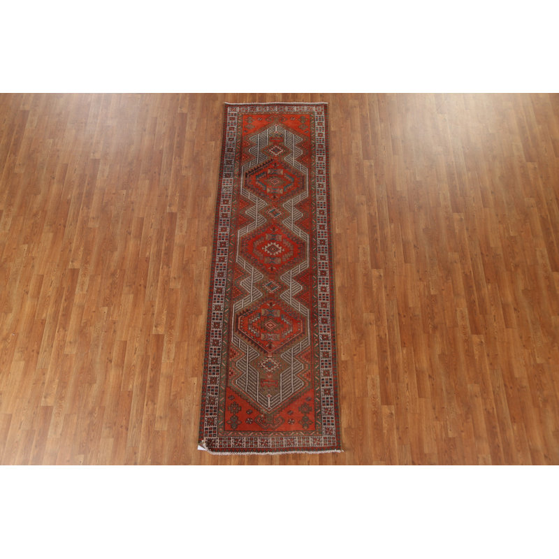 Red Geometric   Runner Rug 3x10