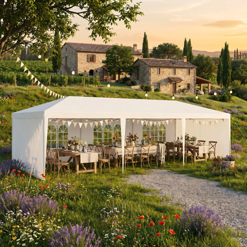 Pavillon de jardin de 10 pi x 30 pi de luxe, élégant abri pour banquet de mariage et de réception avec 5 panneaux latéraux détachables