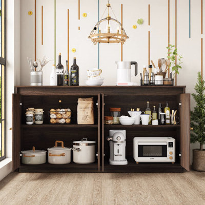 Buffet 4 portes avec prise de courant et conception sans poignée