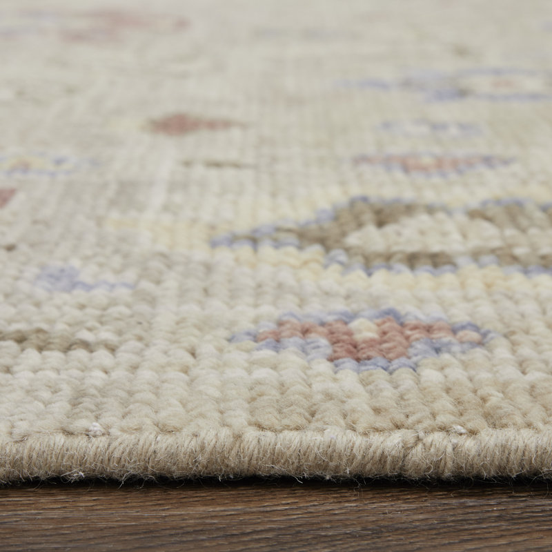 Abinesh Wool Floral Area Rug, Rectangle 12' x 15', Brown/Tan