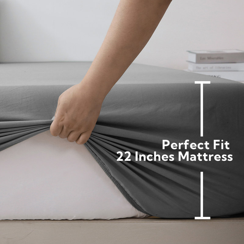 Solayne 1800 Series Sheet Set Extra Deep Pocket， Microfiber， Soft and gentle on the skin, Gray