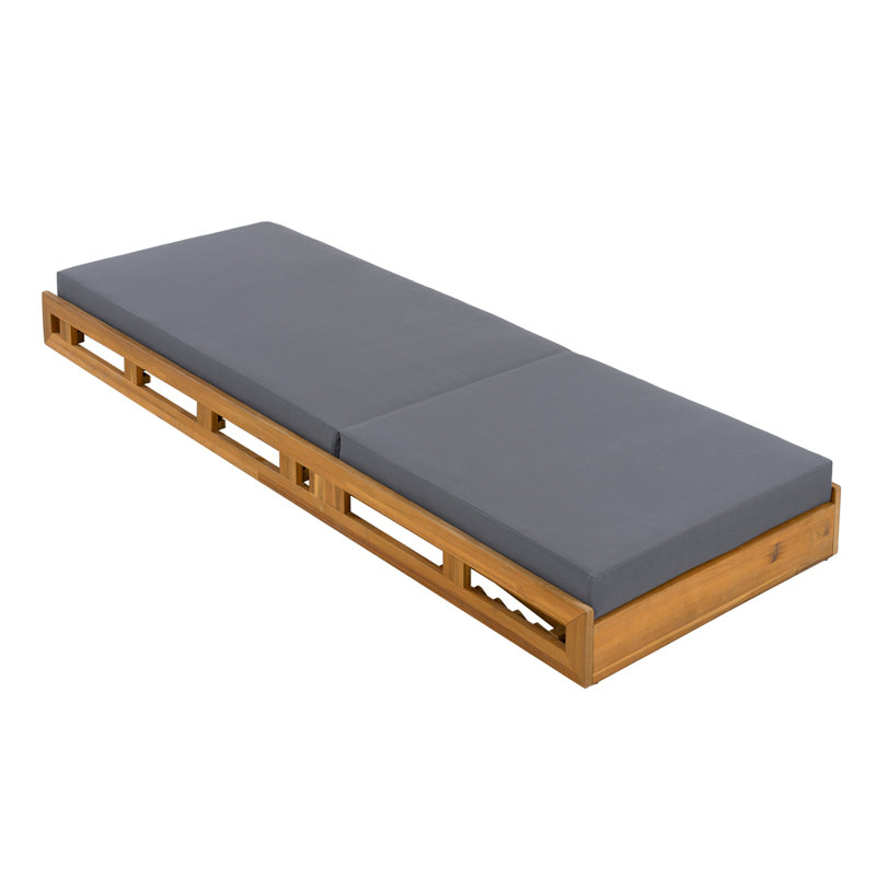 Ensemble de chaises longues en bois d'acacia avec coussins de salon résistants à l'eau (gris foncé et 4 pouces d'épaisseur)