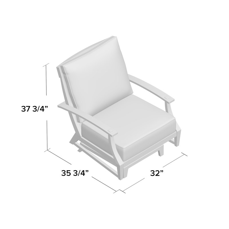 Croquet Patio Chair with Cushions, Slate Gray, Dove Sunbrella® Linen, Welt