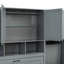 Lit simple gris avec placard, tiroirs et bureau - Design épuré, espace optimisé, fonctionnel et élégant