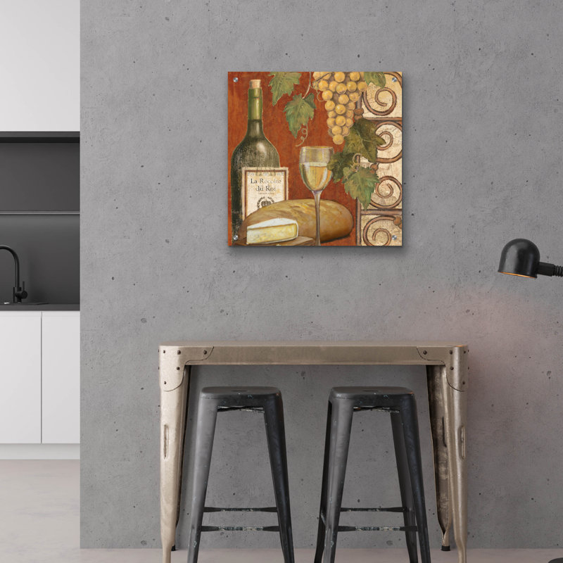  «Wine and Cheese Tustation 1» par Art Licensing Studio, art mural en verre acrylique, 24 po x 24 po, H 24 po x l 24 po