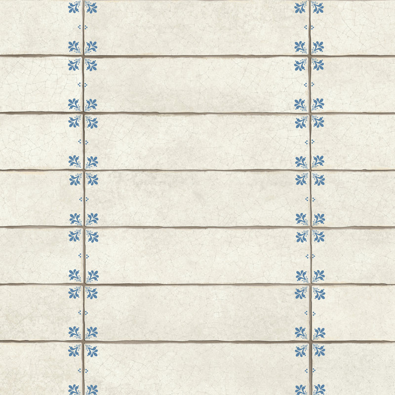 Craquelé de 2 7/8 po X 11-7 / 8 po Carreau de céramique, Beige/bleu