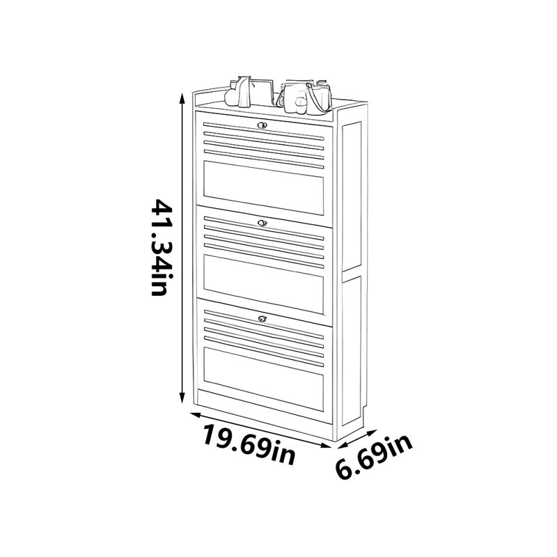 Rangement à chaussures de style rétro, H 41,34 po x l 19,69 po x P 6,69 po