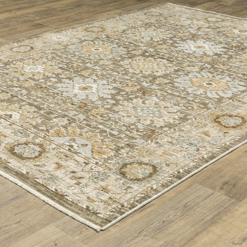 Lainey Vintage Floral Medallions Brown/Pale Blue, Rectangle 9'10" x 12'6"