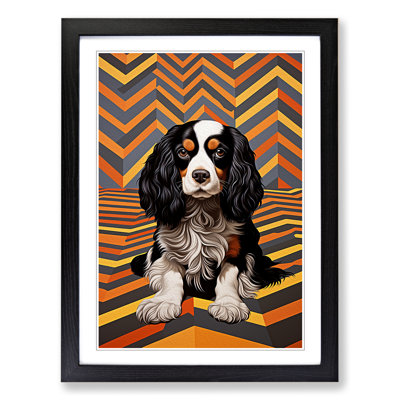 Cavalier King Charles Spaniel Op - Single Picture Frame Print on Wood