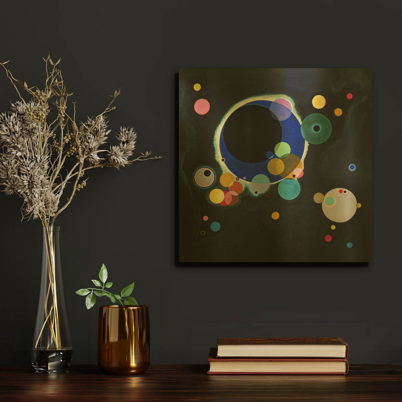 «Plusieurs cercles» par Wassily Kandinsky, art mural en métal doré, 12 po x 12 po, 12 po x 12 po