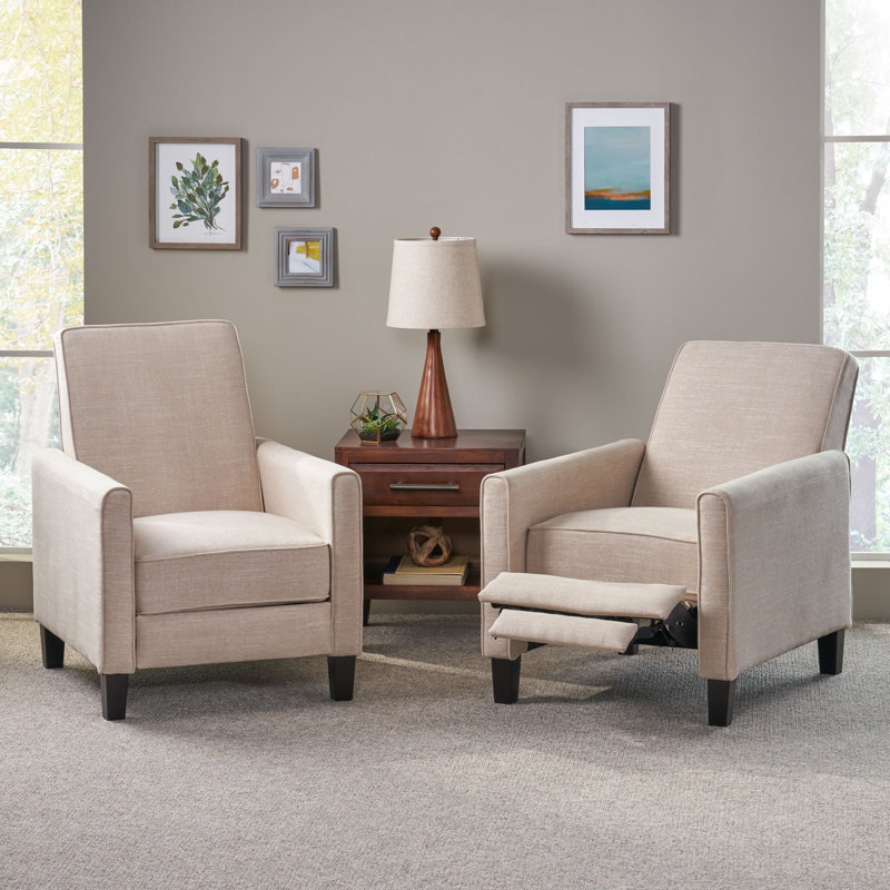 Grantham Upholstered Recliner, Beige Polyester