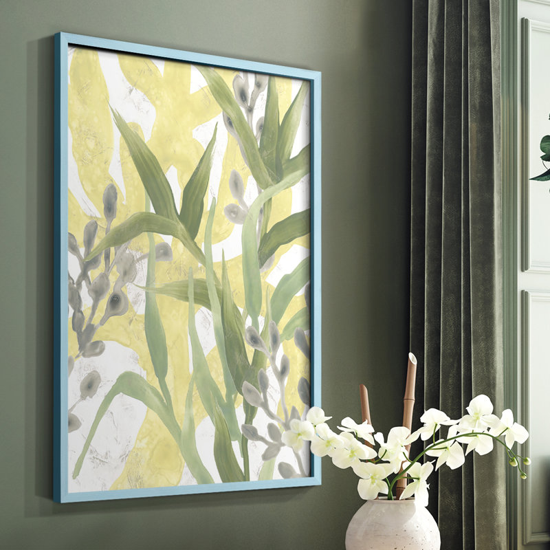 Sea Grass Fresco III, reproduction encadrée - bois massif, H 10 po x l 8 po, Bleu