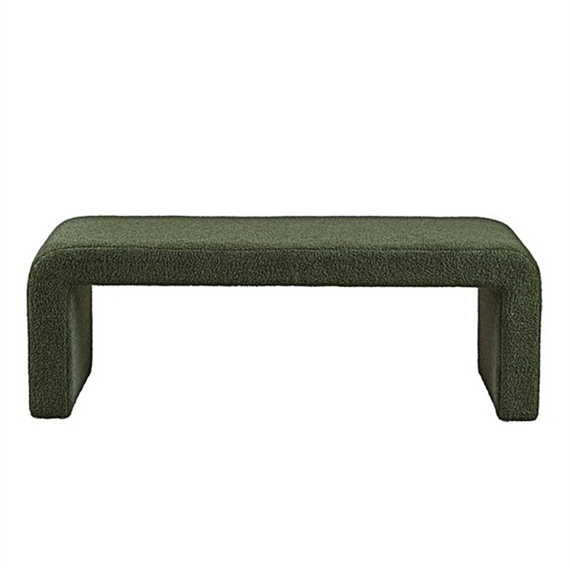 Boucle Waterfall Bench Green 52"W