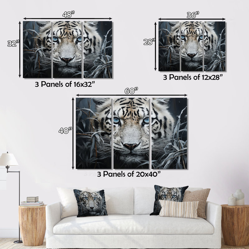 «Tiger Mysterious Watcher II», ensemble de reproductions d'art sur toile, H 28 po x l 36 po x P 1 po