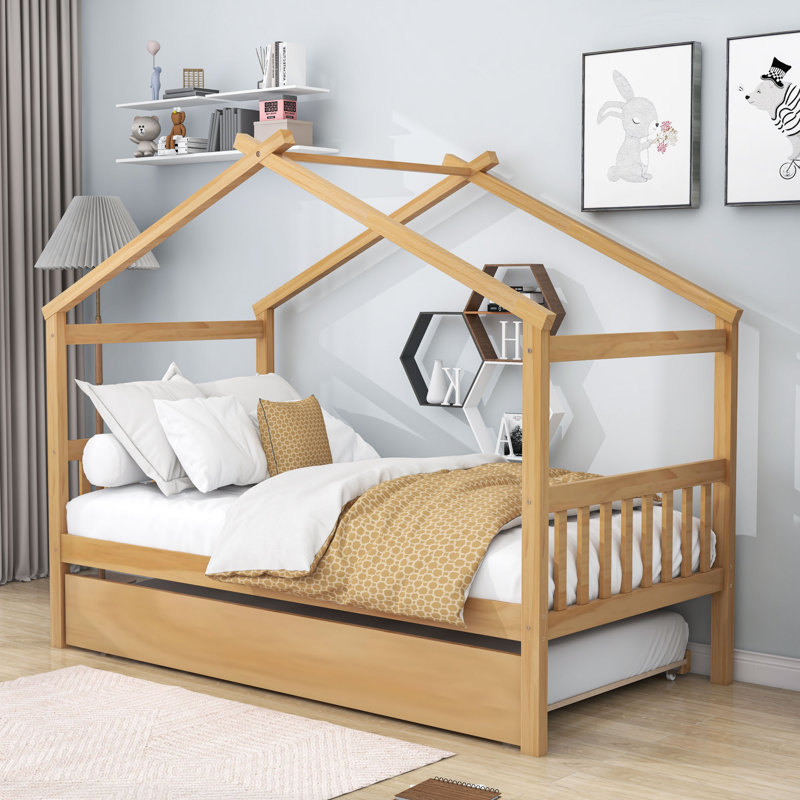 Patchin Wood Daybed with Trundle and Slats, Natural, Twin