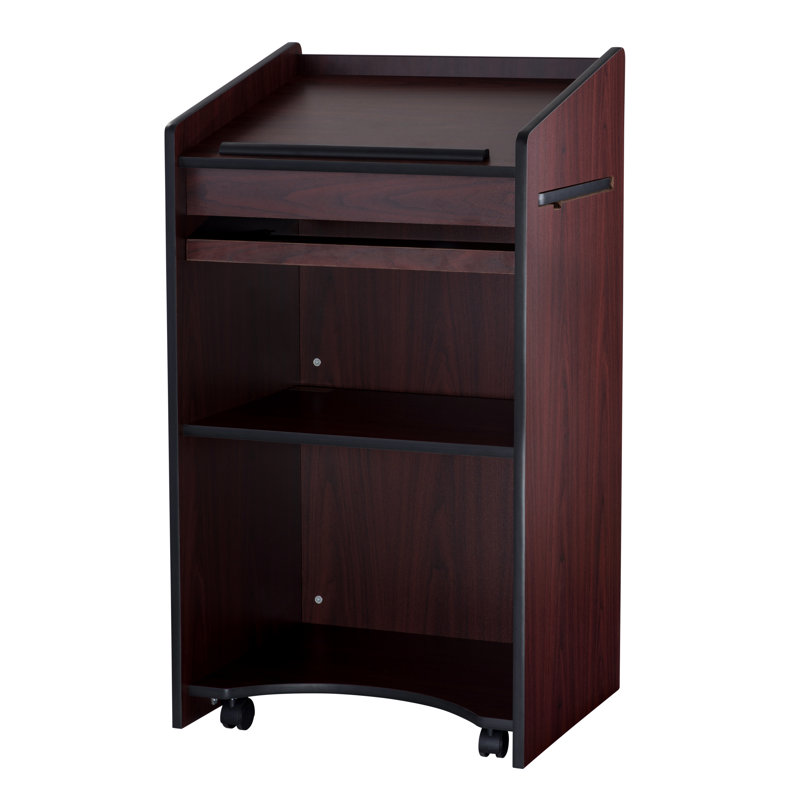 Mahogany Executive-Style Full Podium with Slide-Out Shelf