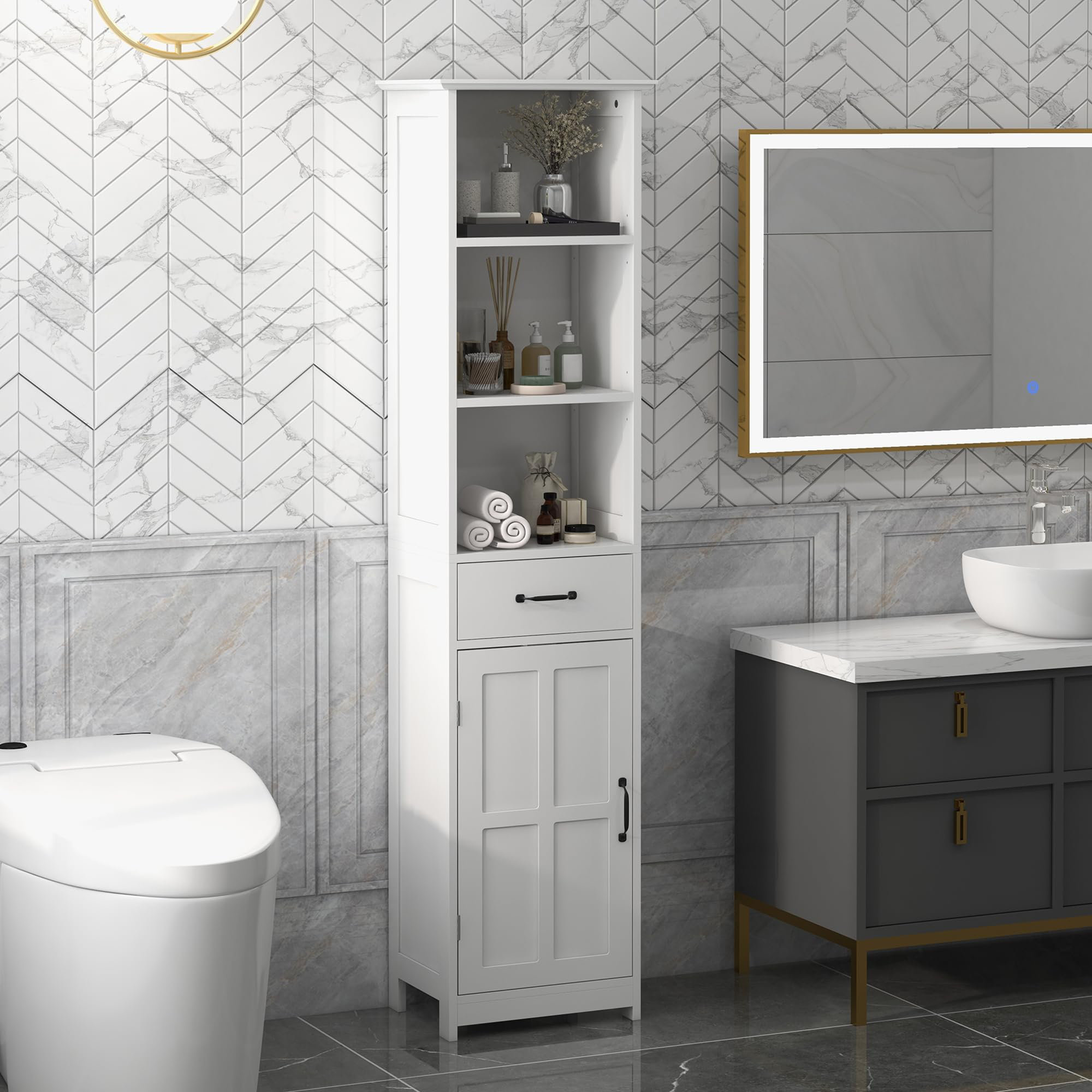 Lark Manor™ Bathroom Storage Cabinet, Compact Wooden Single Door Floor Cabinet | Wayfair