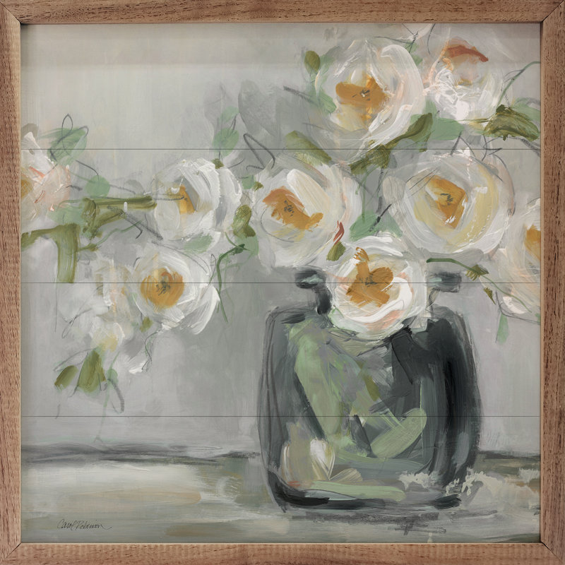 Floral Rhapsody 1 par Carol Robinson - reproduction sur bois avec cadre flottant, H 24 po x l 24 po