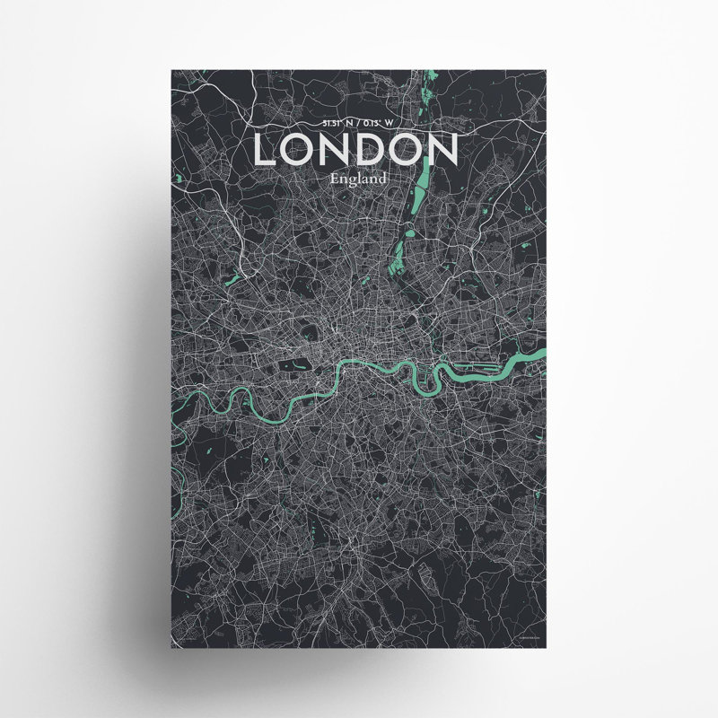 London City Map In Dream - No Frame Print, 17cm H x 11cm W x 0.05cm D